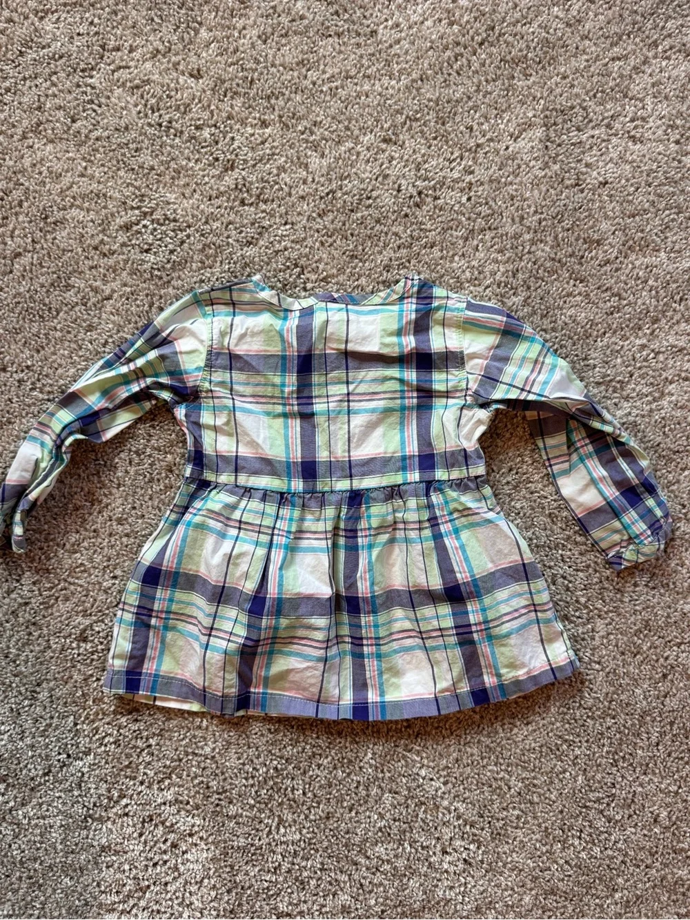 Carter’s Baby Girl Top Bundle 12 Months Plaid Polka Dot Pink Long Sleeve Shirts